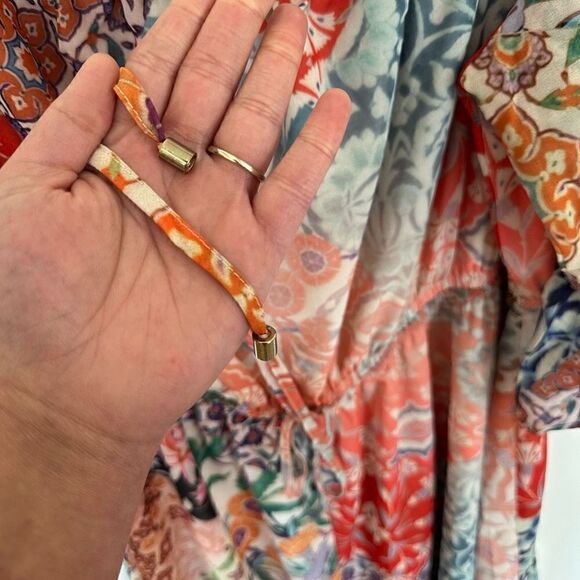 City Chic Adisa Off Shoulder Mixed Media Multi Color Print Shark Bite Hem Dress - Picture 8 of 10